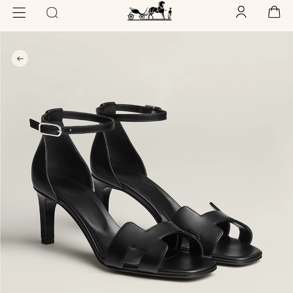 Hermes Black suede Joy 70 heeled sandal with Ankle Strap
